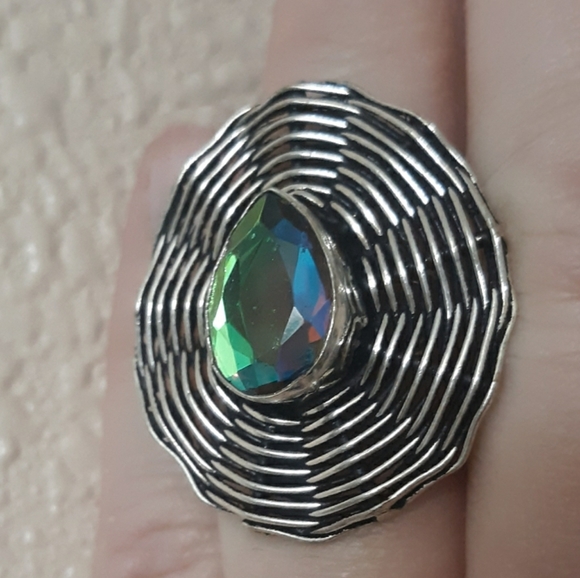 New Rainbow Mystic Topaz Silver Spiderweb Ring. - Picture 4 of 7
